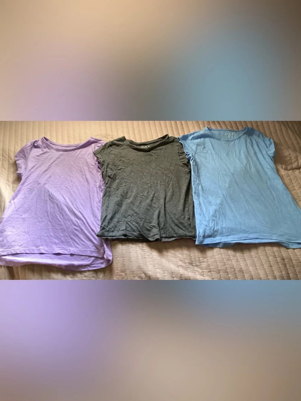 The Children's Place 3-Pack Short Sleeve Tees - Light Blue, Charcoal, Lavender